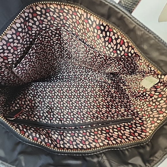 Vera Bradley Preppy Poly Satchel Bag Crossbody BLACK w/Red Trim Polka Dot Lining - Picture 7 of 16